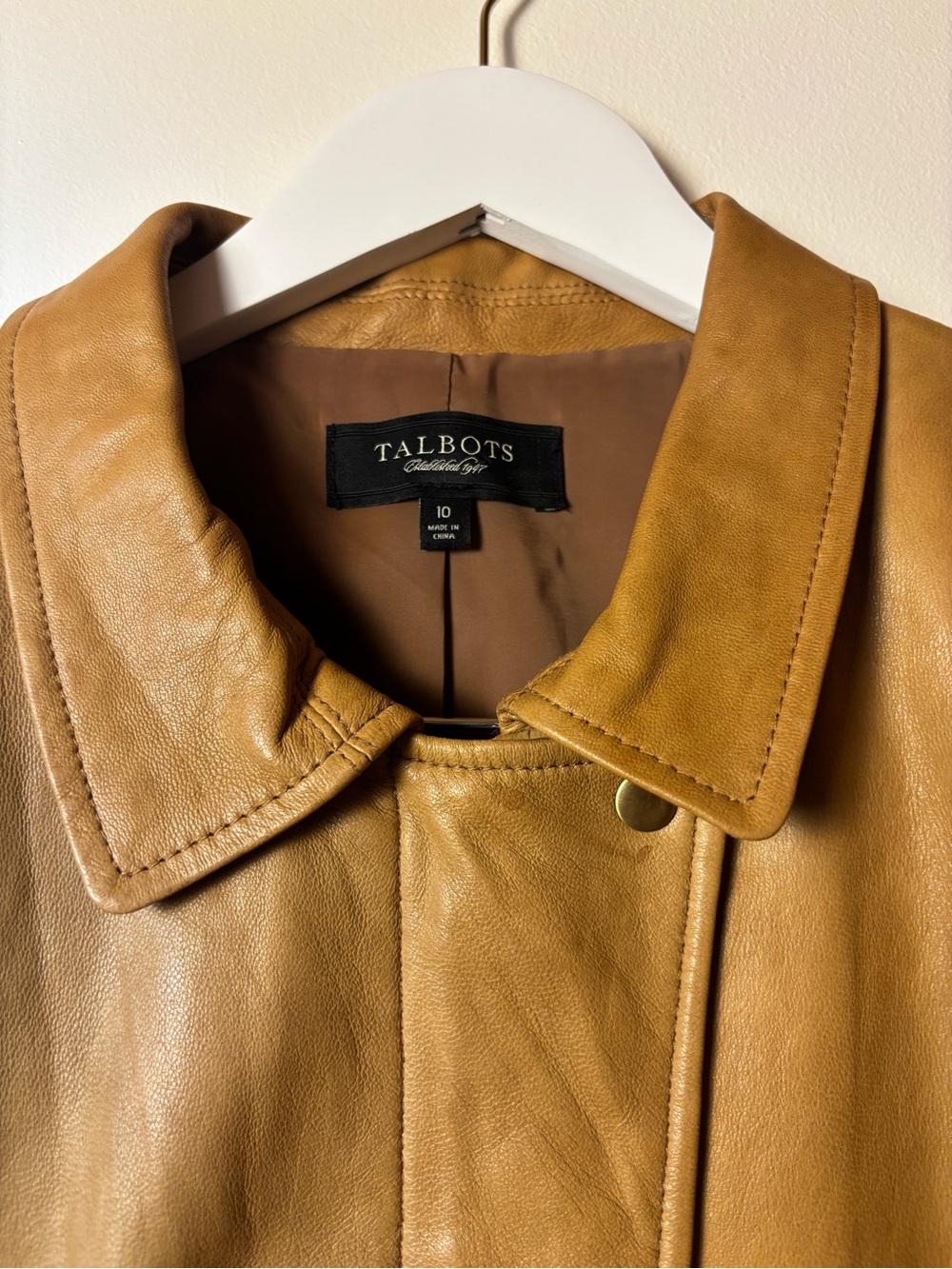 Talbots Camel/Tan Soft Leather Bomber Jacket, Size 10 - Picture 2 of 14